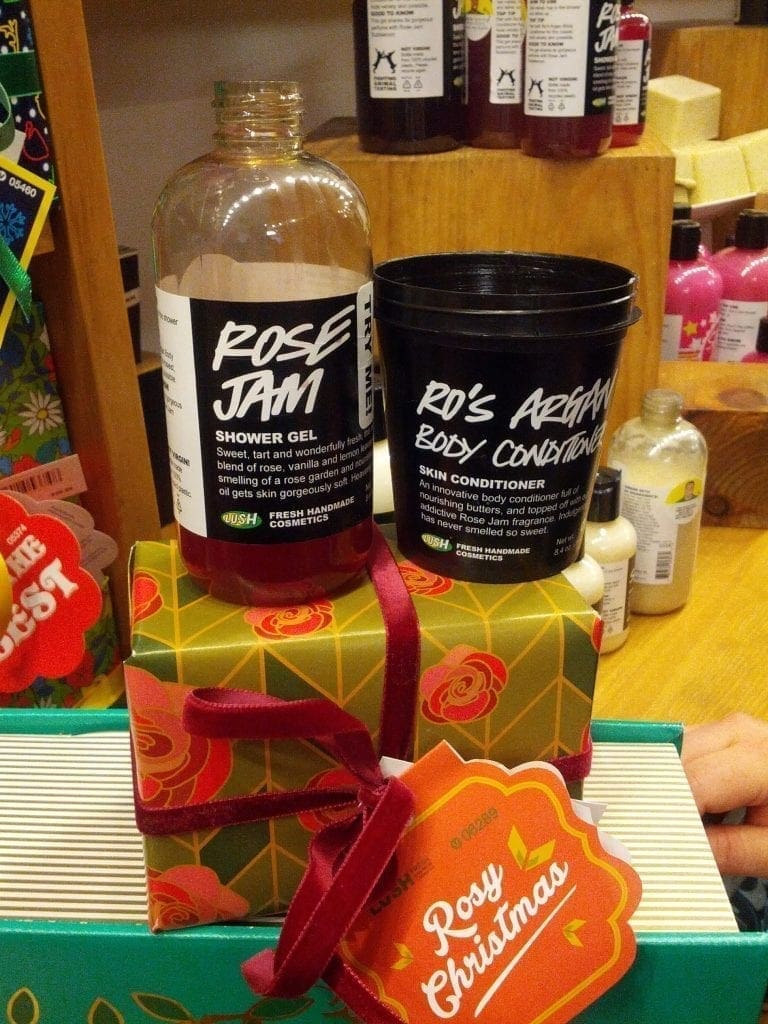 Lush Rose Jam shower gel and body conditioner
