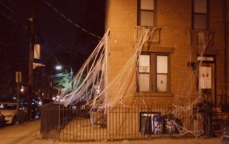 halloween house in hudson county with webs