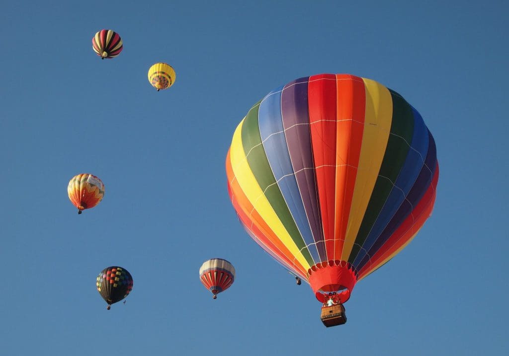 Hot air balloons ascending