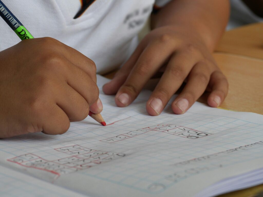 kid doing his homework