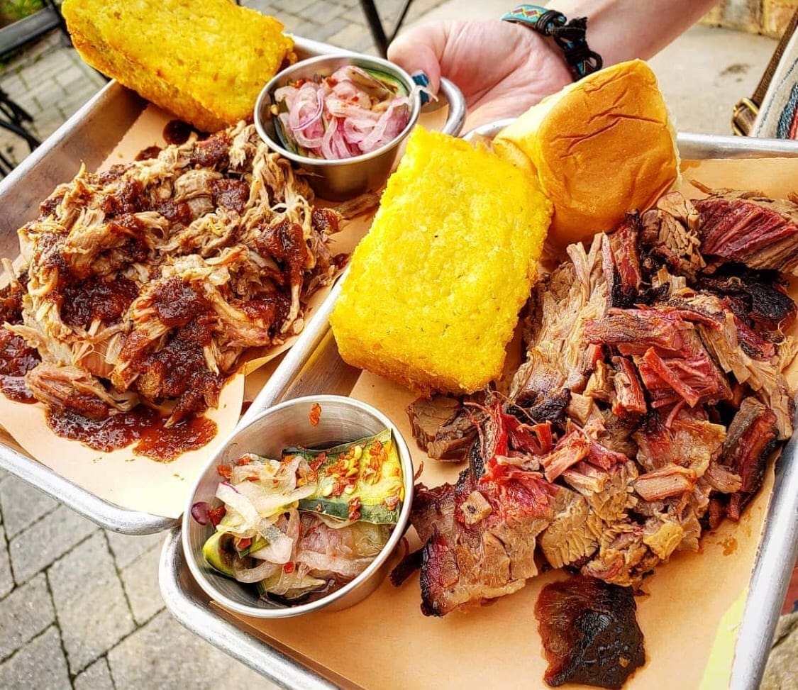 Brisket, pulled pork and cornbread from Daddy Matty’s BBQ