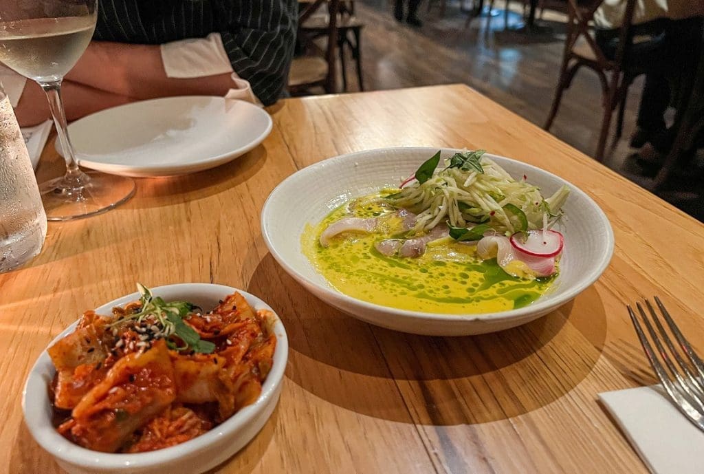 Kimchi and hamachi at Mistral in Princeton, NJ 