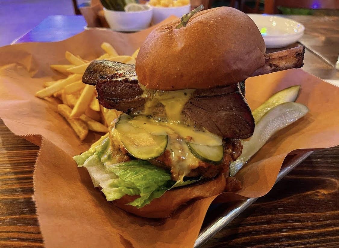 The Beef Rib Burger at OISO BBQ Pit in Fort Lee, NJ