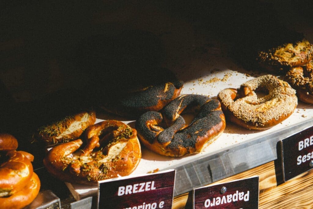 display of pretzels