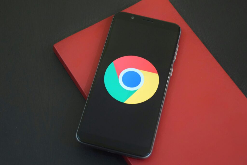 phone with google chrome logo