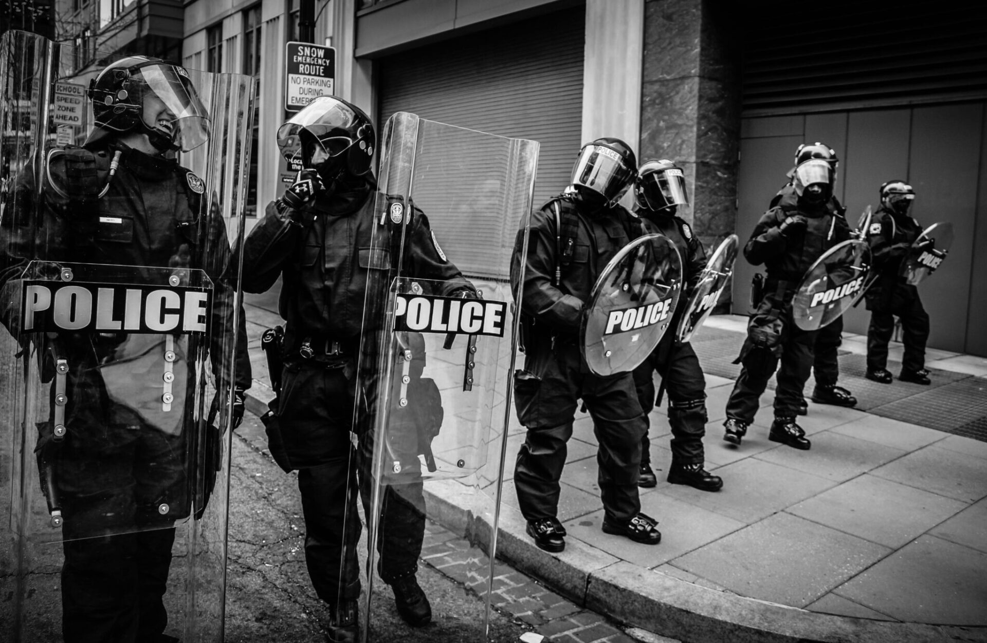 policemen holding shields