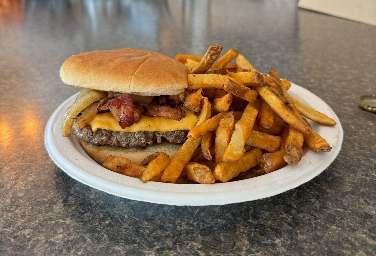 burger and fries from Steve's Burgers