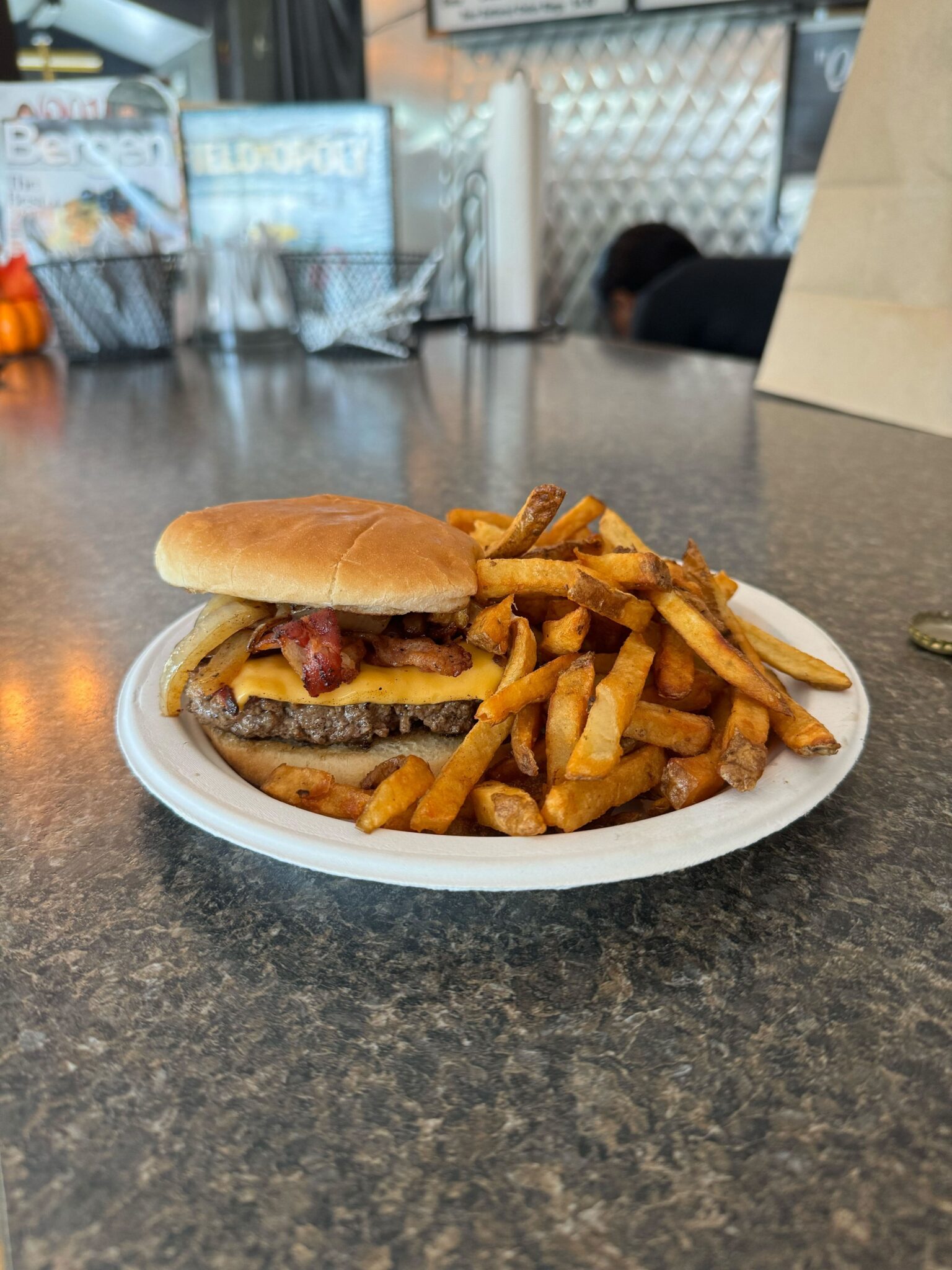 burger and fries from Steve's Burgers