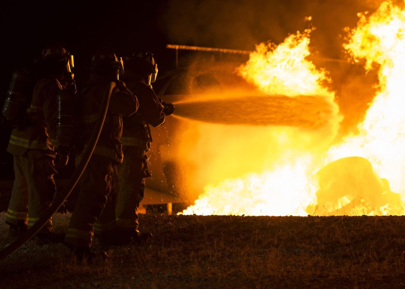 firefighters putting out fire