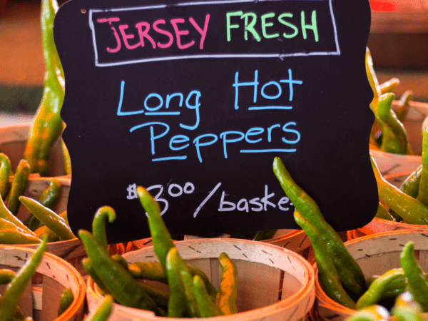 Jersey Fresh long hot peppers at a New Jersey farmers market