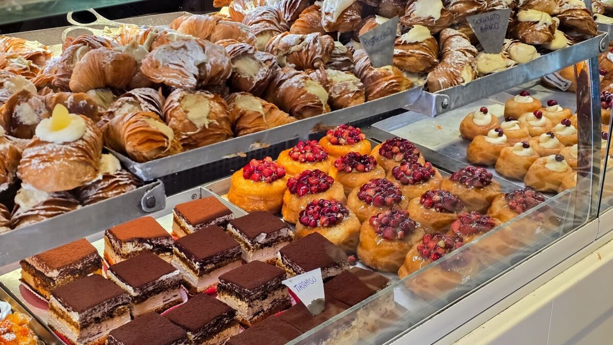 a case of italian pastries at the best italian bakery in NJ