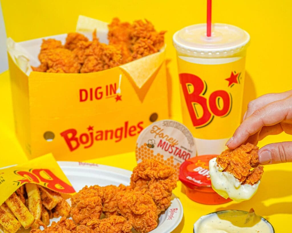 Bojangles chicken, drink and dipping sauce