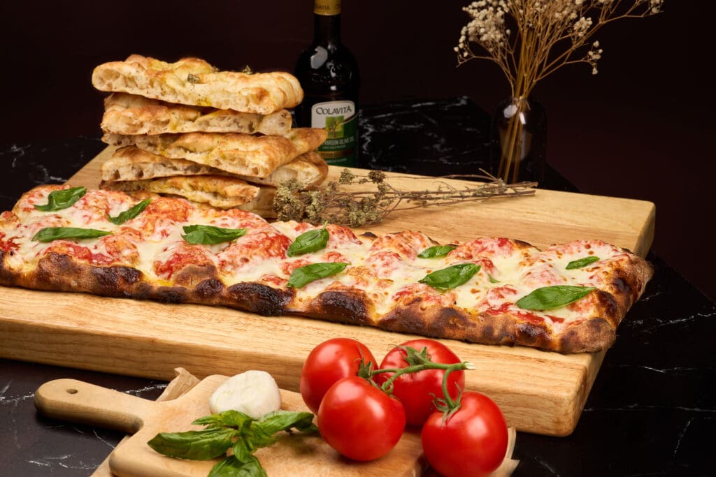 Pinsa, a Roman-style flatbread pizza at Angelina Bakery in Fort Lee, NJ