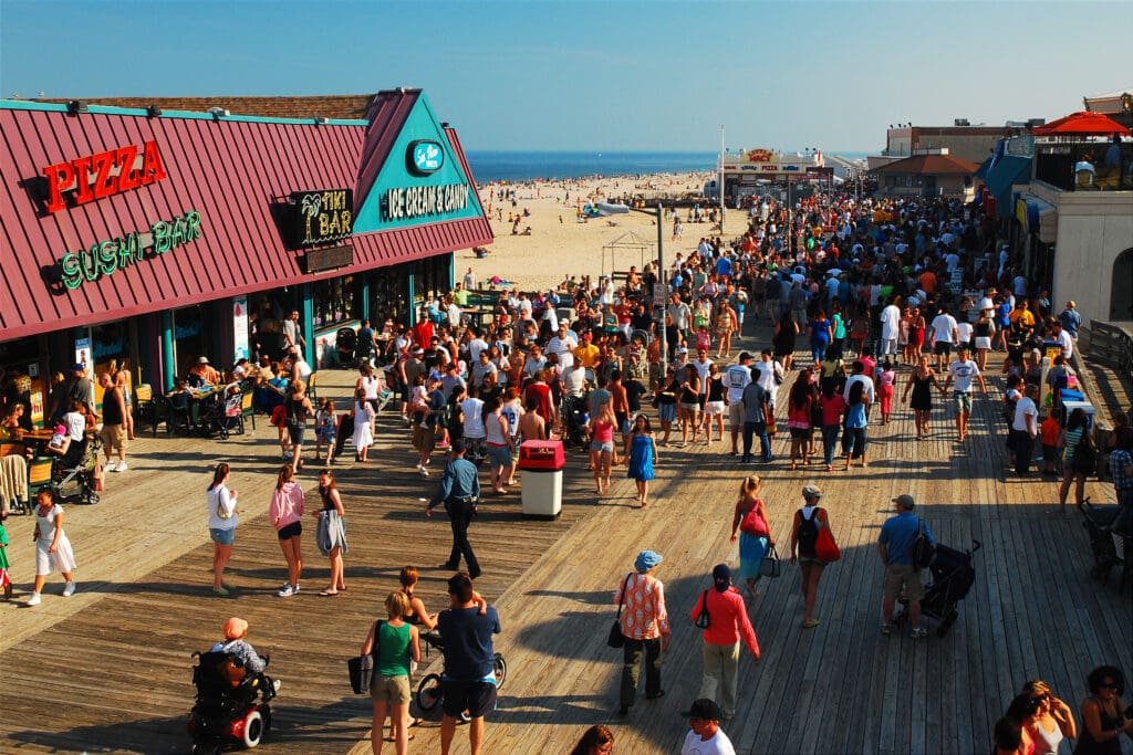 aerial shot of Jenkinsons Boardwalk, Point Pleasant Beach, NJ