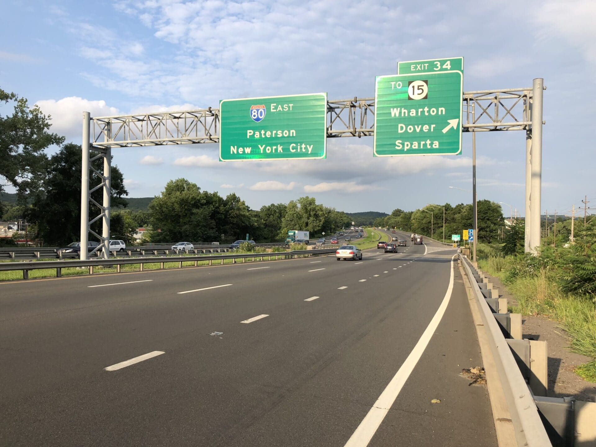 View east along Interstate 80 at Exit 34