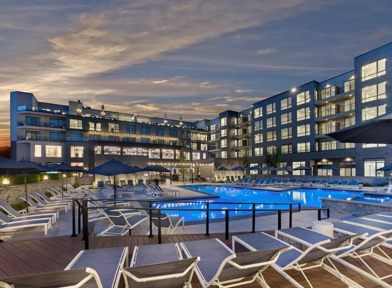 Exterior of The Raye luxury apartments in New Brunswick”