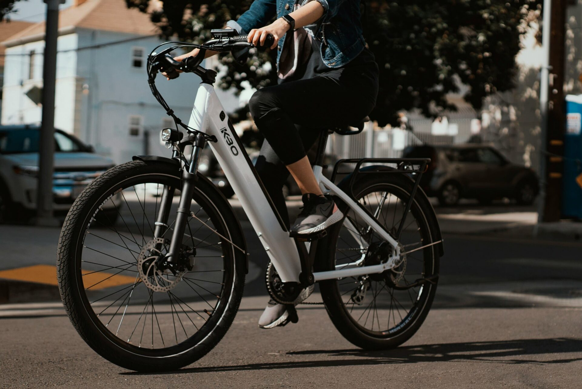 person riding e-bike