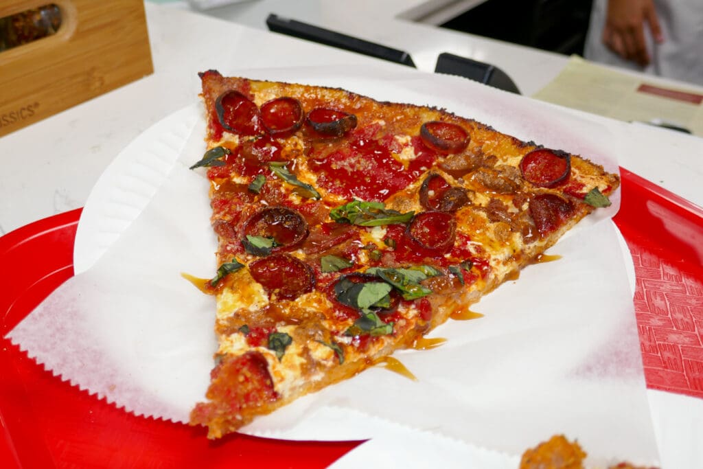 A hot honey-soaked slice at Ferrari Pizza & Italian Kitchen