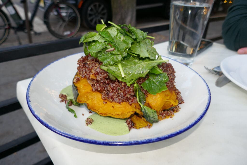 Tender roasted squash with quinoa
