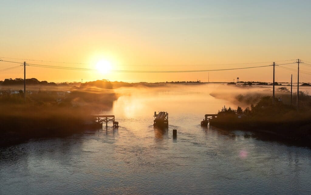 Cape May sunrise over water