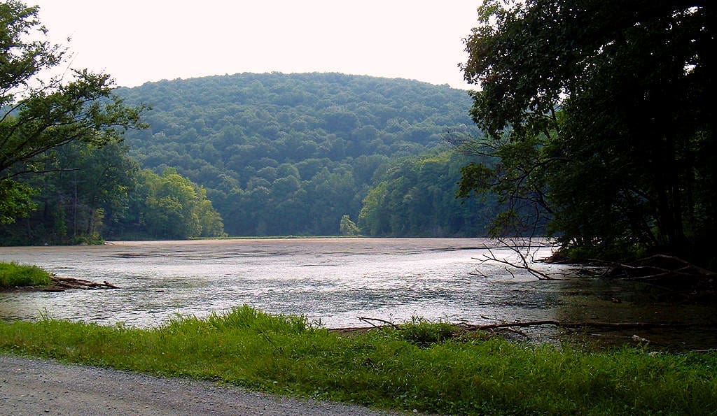 Misty landscape near Ghost Lake in Jenny Jump State Forest, Warren County, New Jersey