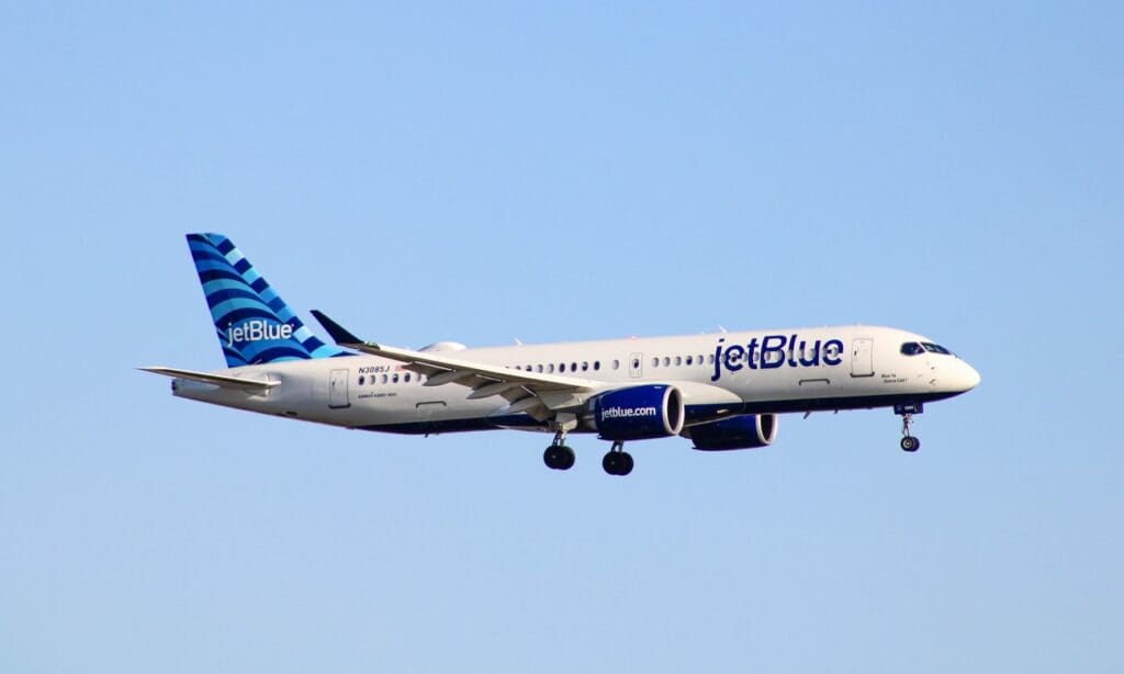 JetBlue airplane in the sky