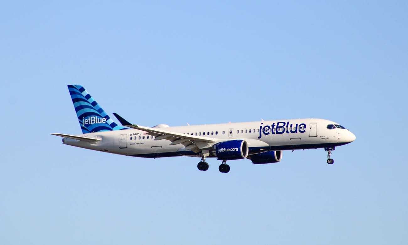 JetBlue airplane in the sky