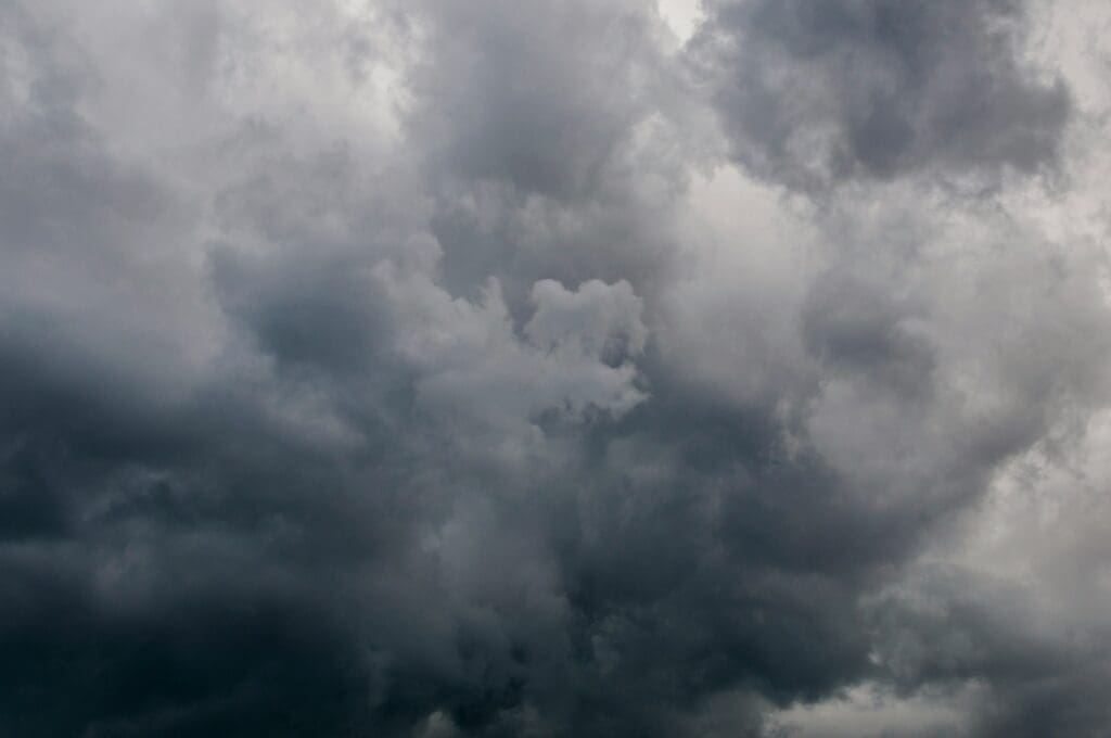 overcast skies coastal storm NJ, high winds, rain