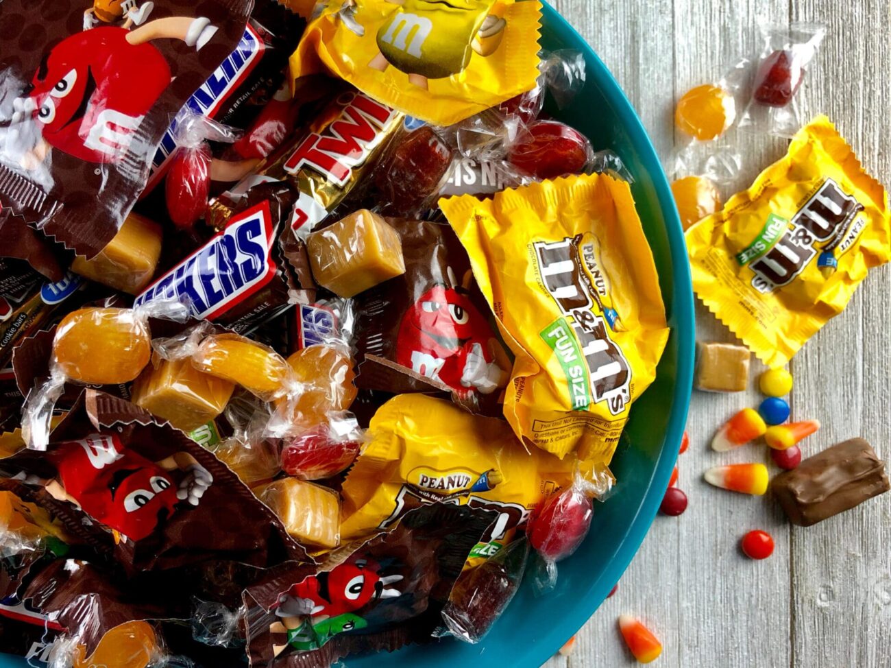 Bag of M&Ms, New Jersey’s most popular Halloween candy, and other candies