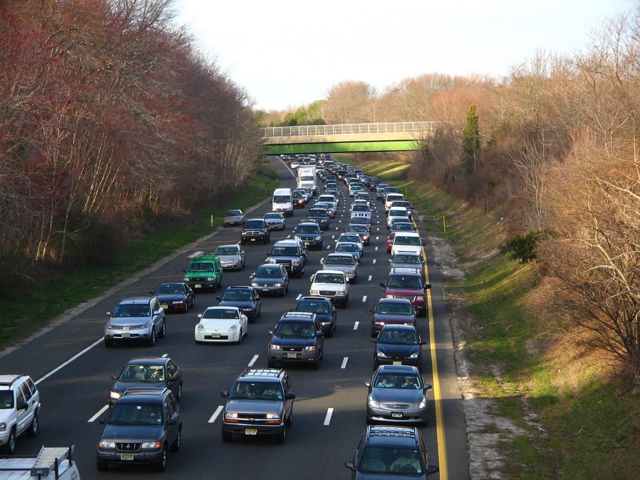 Traffic backed up on the Garden State Parkway during a busy travel period in New Jersey