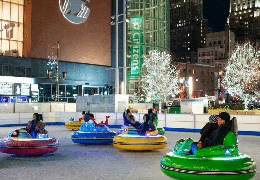 Bumper ice karts at Newark Winter Village 2025