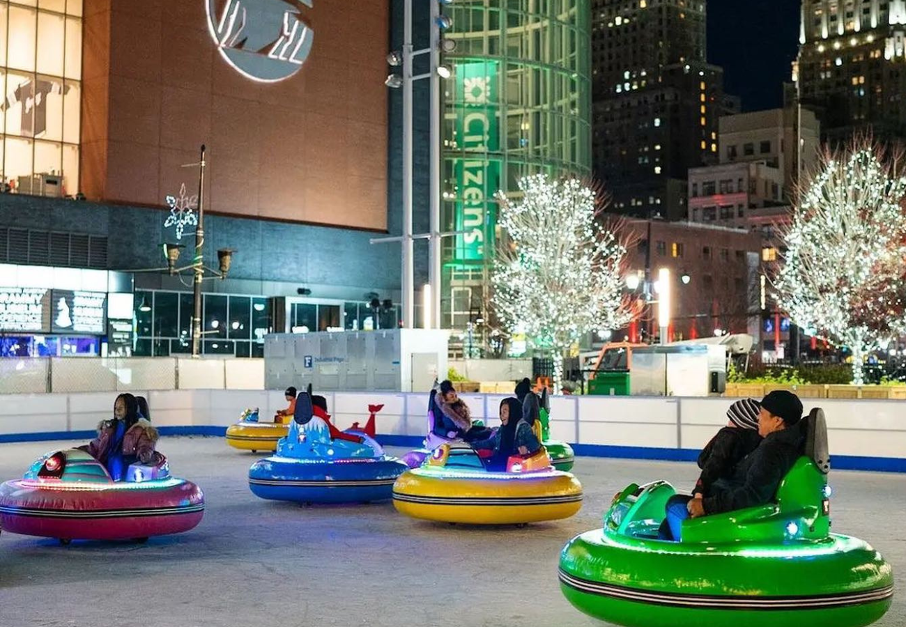 Bumper ice karts at Newark Winter Village 2025