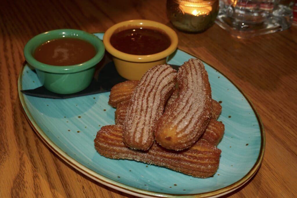 Fresh churros: the perfect companion for Irish whisky caramel and Mexican chocolate sauce
