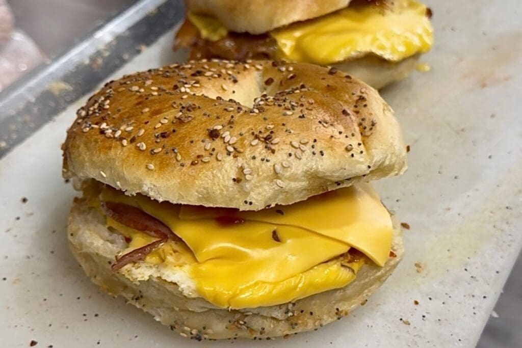 Taylor ham, egg, and cheese bagel from Budd Lake Bagel & Deli