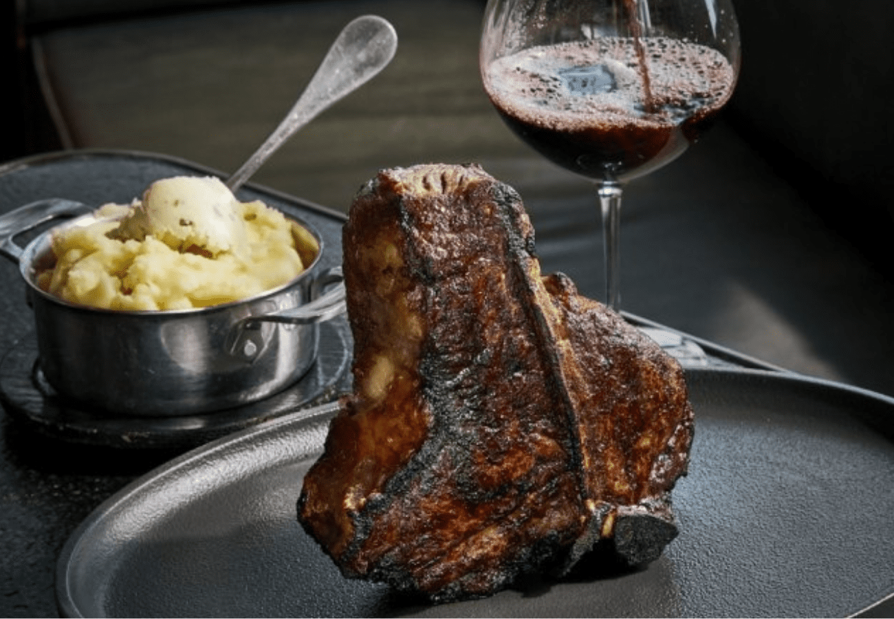 OCEAN STEAK ATLANTIC CITY, PORTERHOUSE STEAK, WINE AND SIDE