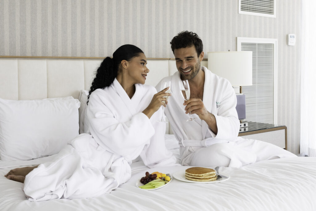 Ocean Casino Resort on the Atlantic City Boardwalk decorated for Valentine’s Day