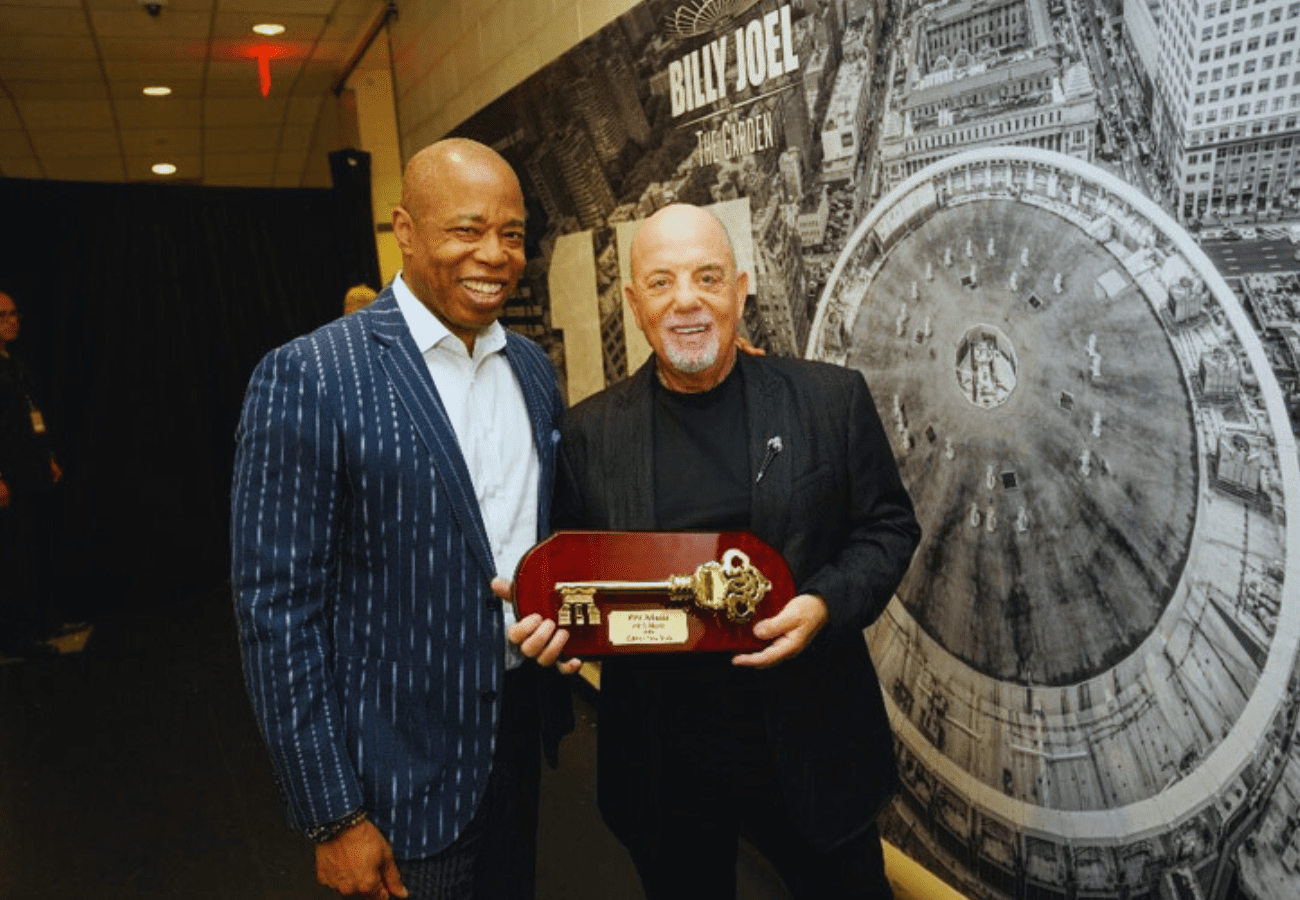 Billy Joel receiving the keys to NYC from former Mayor Eric Adams