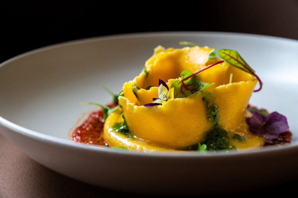 Fresh pasta dish at a romantic Friotentini in Rutherford, New Jersey.