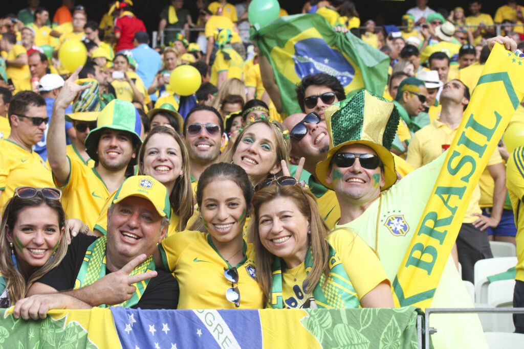 Brazil soccer fans at World Cup match