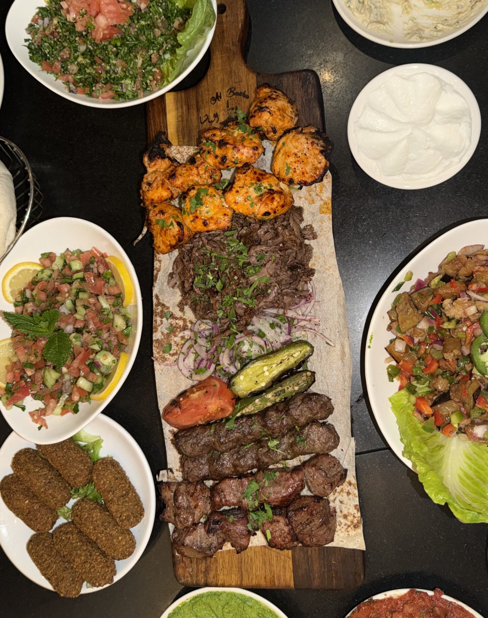 A spread of food at Al Basha