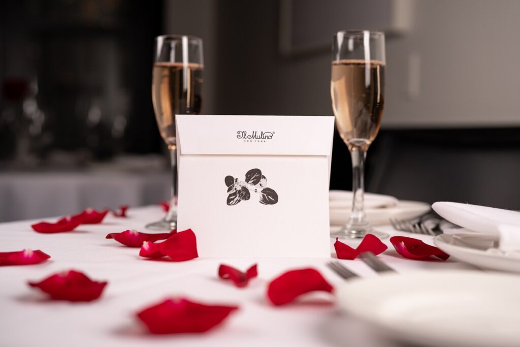 Champagne toast during a romantic fine dining dinner in Atlantic City