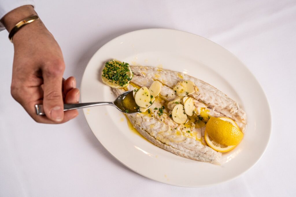 Fish entrée at a fine dining Italian restaurant inside Hard Rock Atlantic City