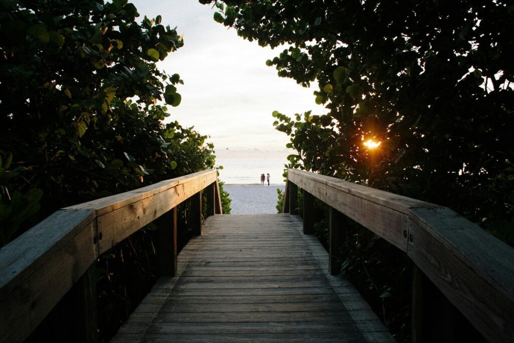 Boardwalk in a small beach town