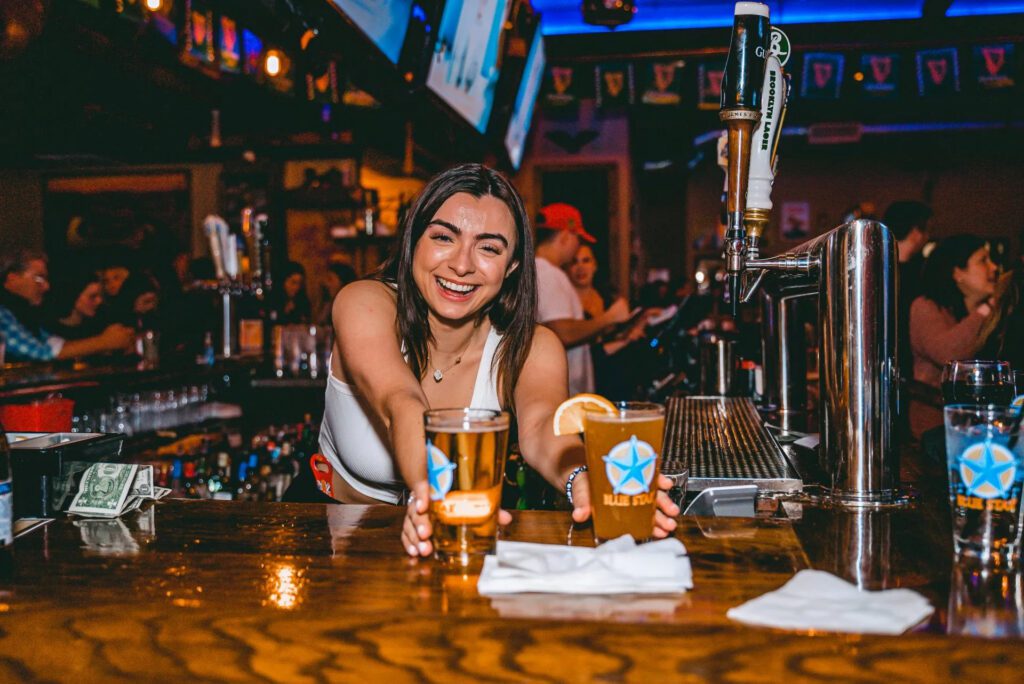 Horseshoe Tavern bartender serves two beers for march madness in NJ