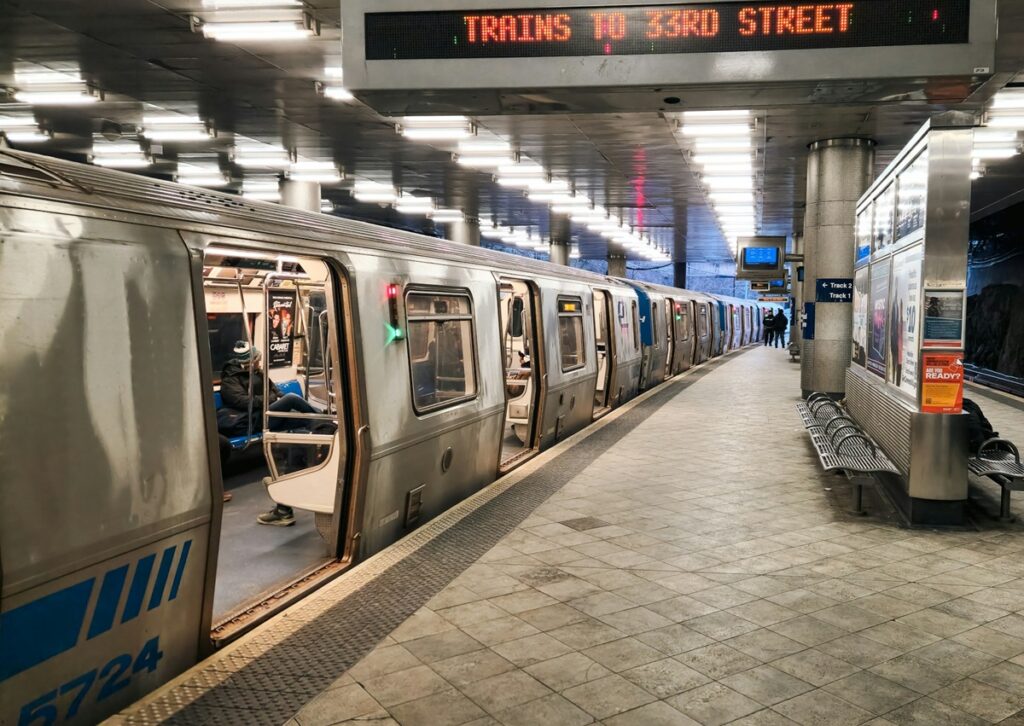 The PATH train is at Journal Square Station in Jersey City.