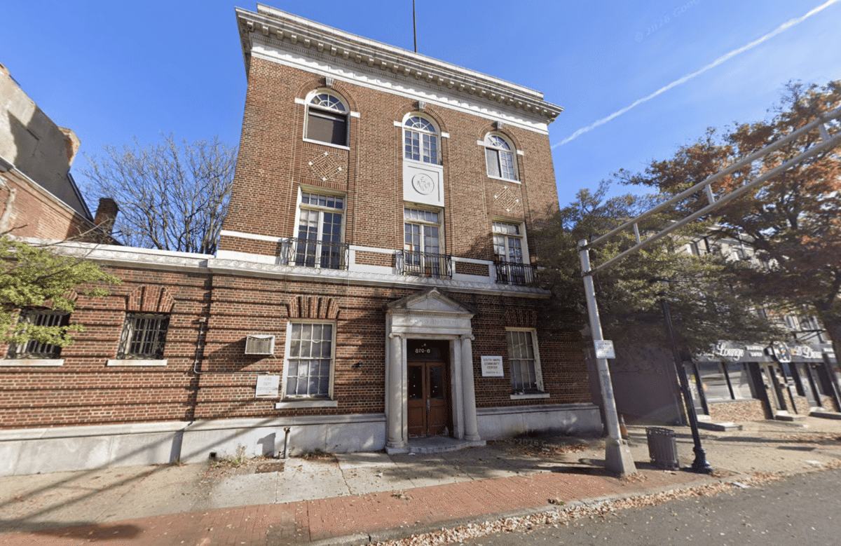 Historic South Ward Senior Center building on South Broad Street in Trenton, currently undergoing $2.25 million renovation for winter 2026 reopening