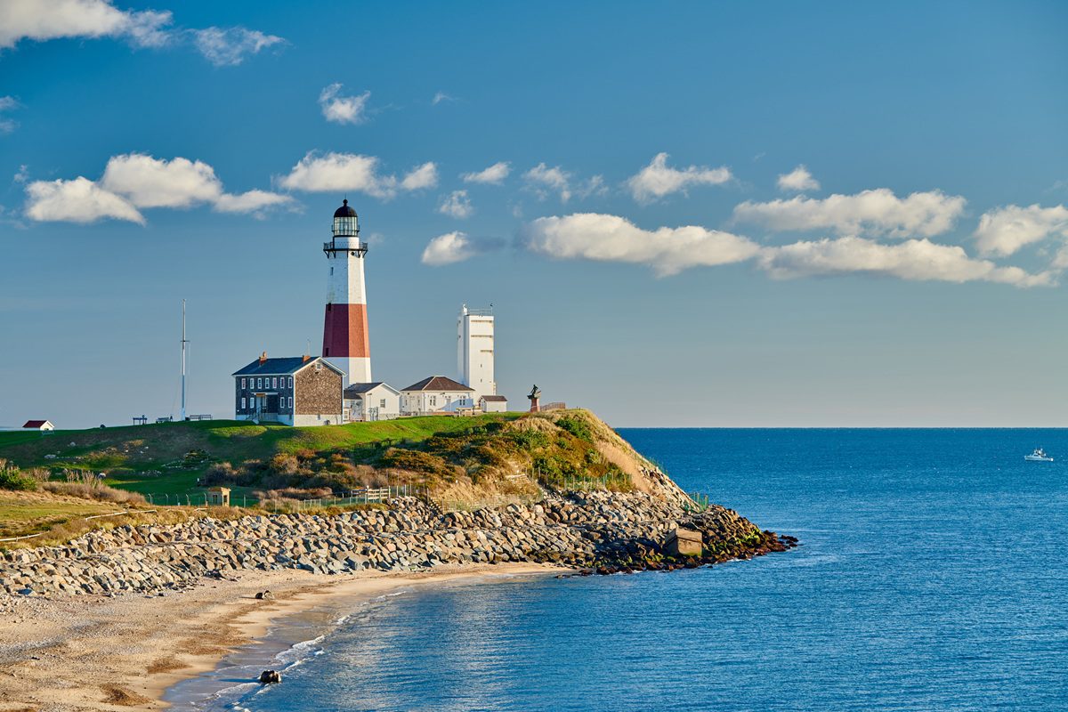 Montauk Point Lighthouse at the eastern tip of Long Island overlooking the Atlantic Ocean