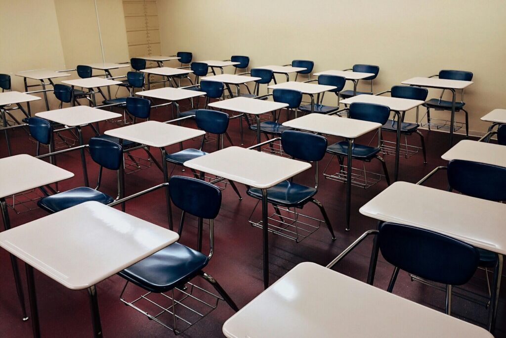 empty classroom as some new jersey schools lose state aid under new budget
