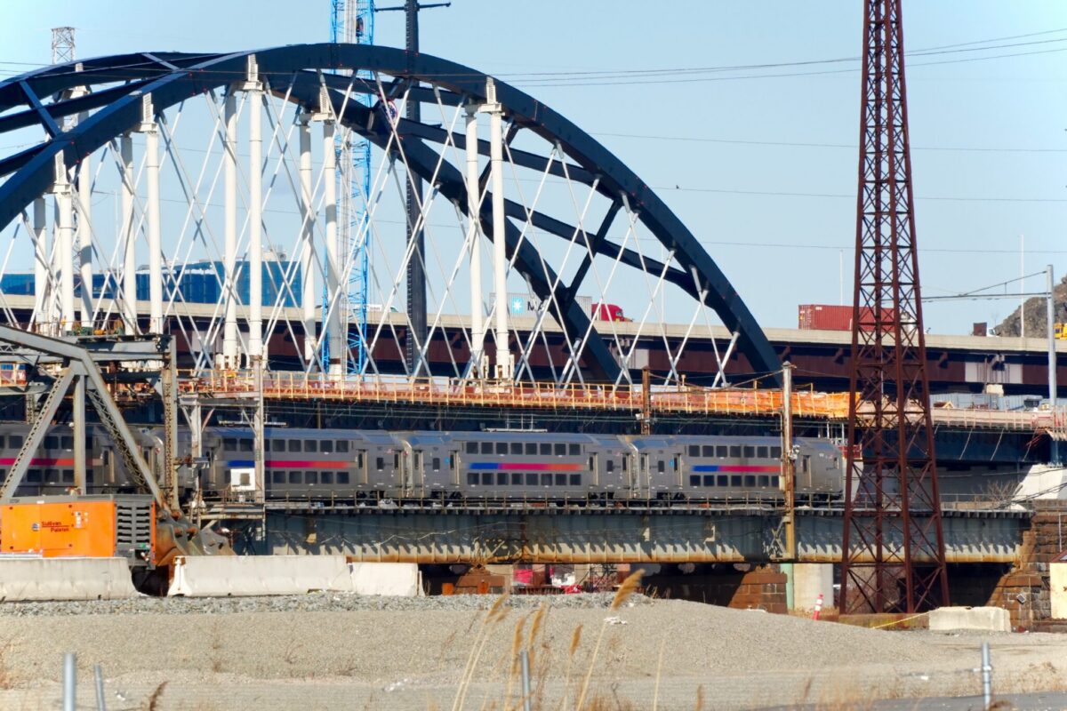 Portal North Bridge in Kearny, New Jersey, crossing the Hackensack River as Phase 1 nears completion for NJ Transit service