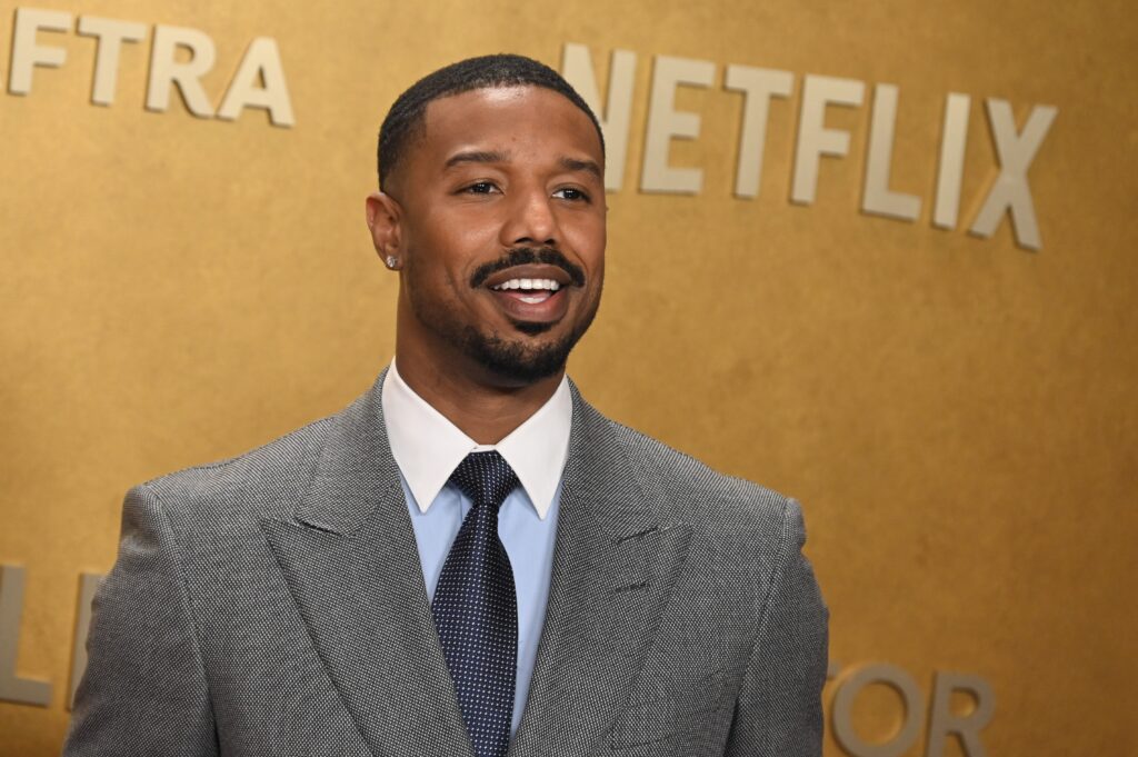 Michael B. Jordan smiles at premiere event, the Newark native who just won Best Actor Oscar for 'Sinners'